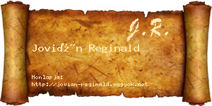 Jovián Reginald névjegykártya